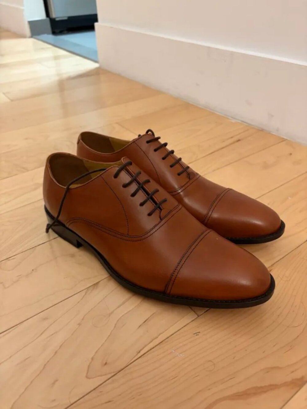 Charles Tyrwhitt Tan Leather Cap Toe Oxford Dress Shoes Mens Size 10 NEW